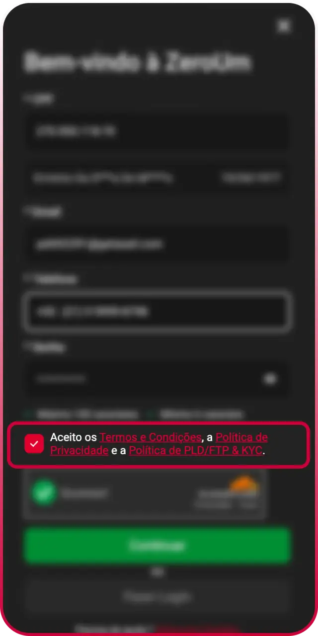 Aceite nossos termos e condições para se cadastrar na Zeroum e jogar com responsabilidade.